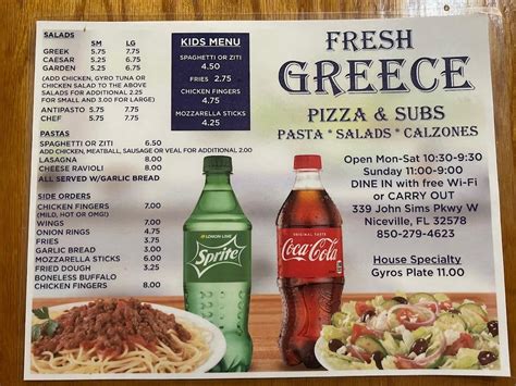 fresh greece pizza niceville menu|brooklyn pizza niceville fl.